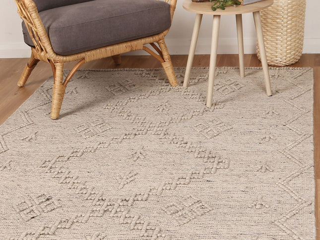 Goa Aztec Wool Blend Ash Rug (No Tassel)