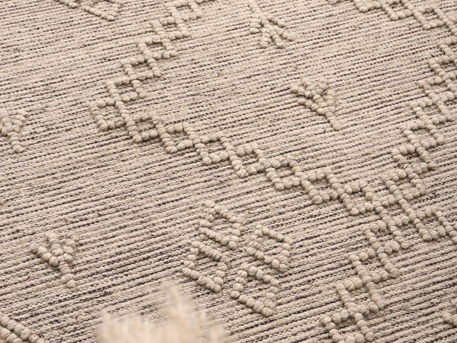 Goa Aztec Wool Blend Ash Rug (No Tassel)