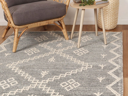 Goa Aztec Wool Blend Cream Rug (No Tassel)