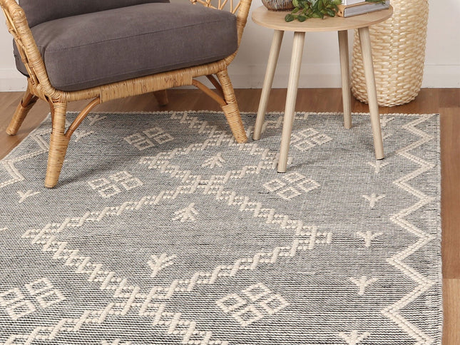 Goa Aztec Wool Blend Cream Rug (No Tassel)