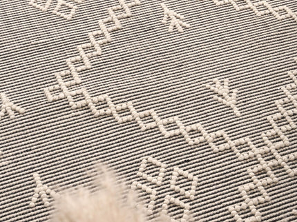 Goa Aztec Wool Blend Cream Rug (No Tassel)