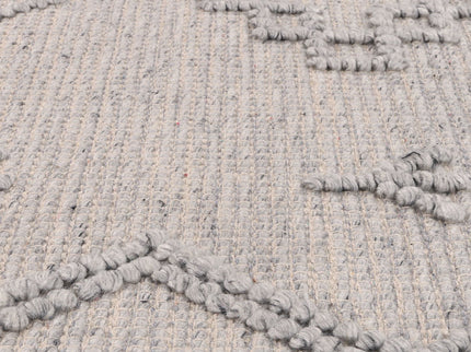 Goa Aztec Wool Blend Grey Rug (No Tassel)