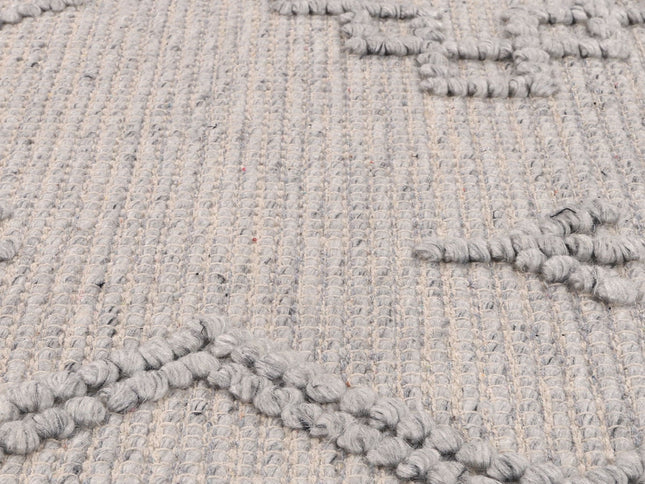 Goa Aztec Wool Blend Grey Rug (No Tassel)