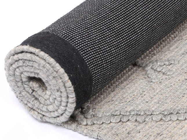 Goa Aztec Wool Blend Grey Rug (No Tassel)