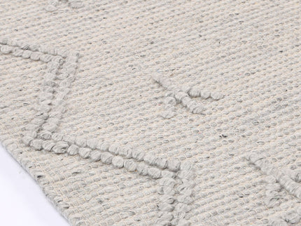 Goa Aztec Wool Blend Grey Rug (No Tassel)