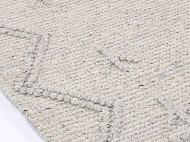 Goa Aztec Wool Blend Grey Rug (No Tassel)