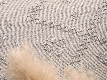 Goa Aztec Wool Blend Grey Rug (No Tassel)