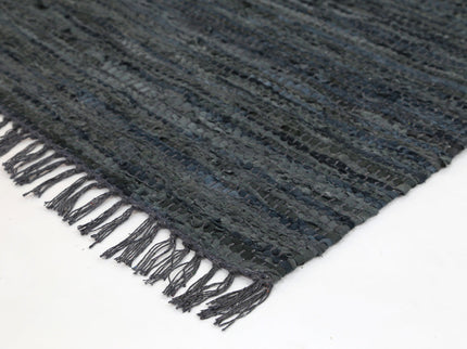 Gypsy Grey Leather Chindi Rug