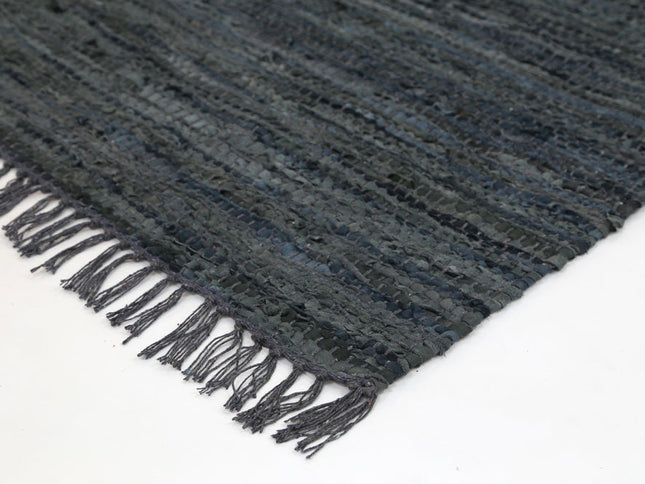 Gypsy Grey Leather Chindi Rug