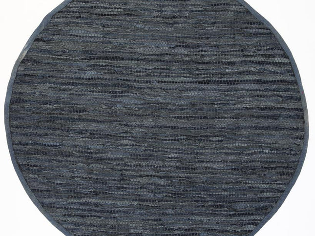 Gypsy Grey Leather Chindi Round Rug