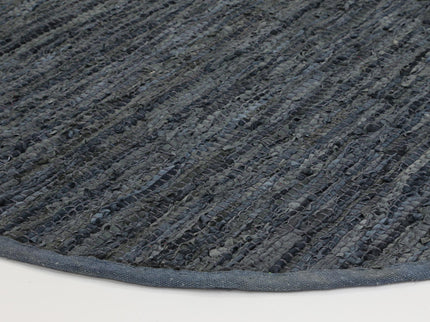 Gypsy Grey Leather Chindi Round Rug
