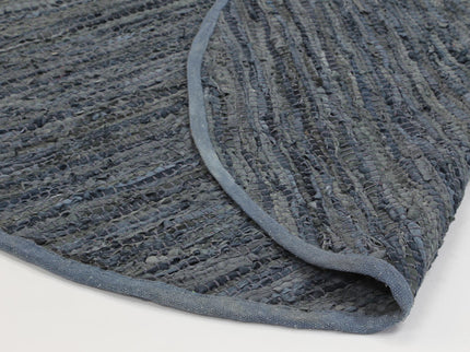 Gypsy Grey Leather Chindi Round Rug