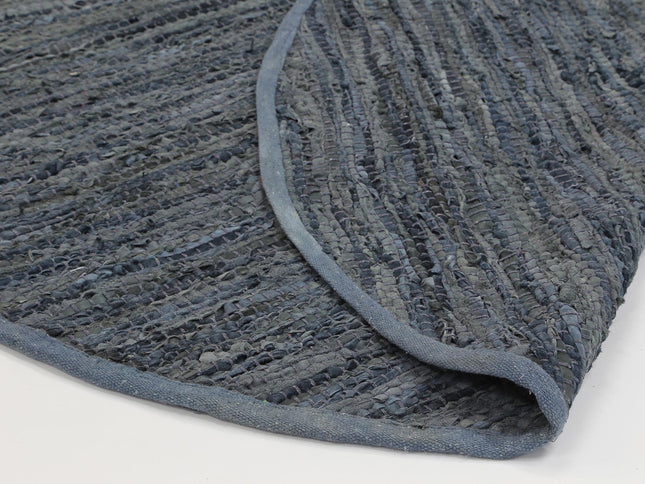 Gypsy Grey Leather Chindi Round Rug