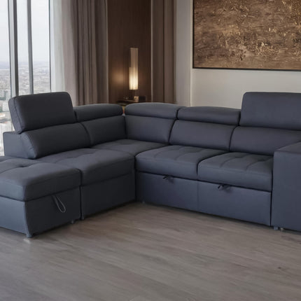 Glebe Right Chaise Sofa Bed - Black