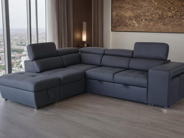 Glebe Right Chaise Sofa Bed - Black