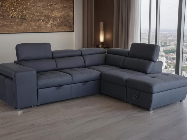 Glebe Right Chaise Sofa Bed - Black