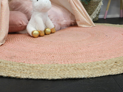 Hampton Centre Pink Jute Round Rug