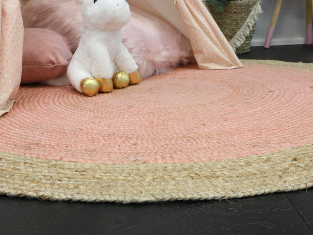 Hampton Centre Pink Jute Round Rug