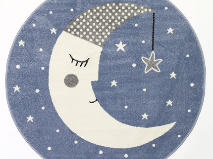 Happy Feet Nodding off to Nod Blue Round Kids Rug