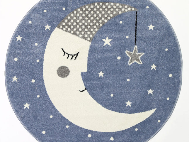 Happy Feet Nodding off to Nod Blue Round Kids Rug