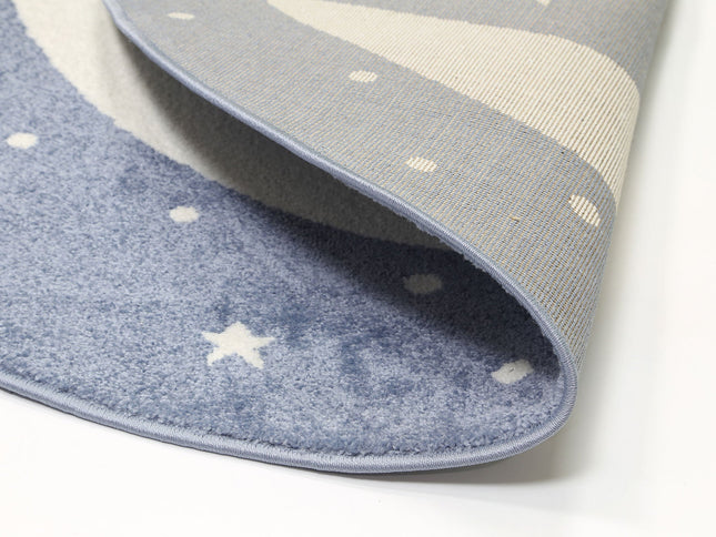 Happy Feet Nodding off to Nod Blue Round Kids Rug