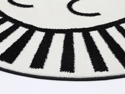 Happy Feet Budding Bear Black and White Kids Round Rug
