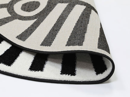 Happy Feet Budding Bear Black and White Kids Round Rug