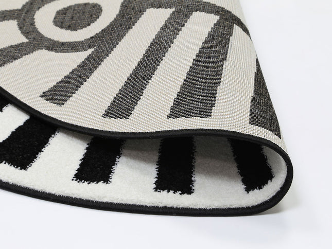 Happy Feet Budding Bear Black and White Kids Round Rug