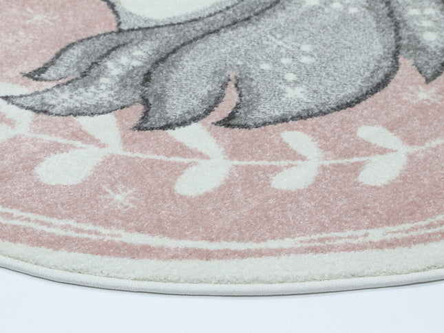 Happy Feet Unique Unicorn Pink Kids Round Rug