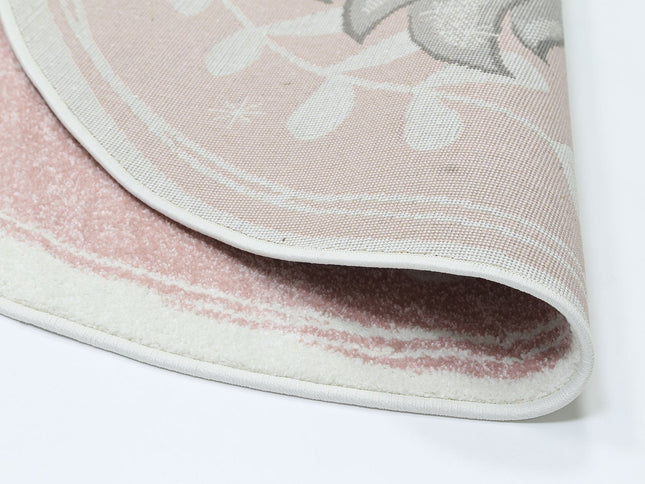 Happy Feet Unique Unicorn Pink Kids Round Rug