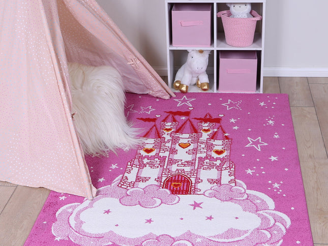 Happy Feet Princess Palace Pink Kids Rug