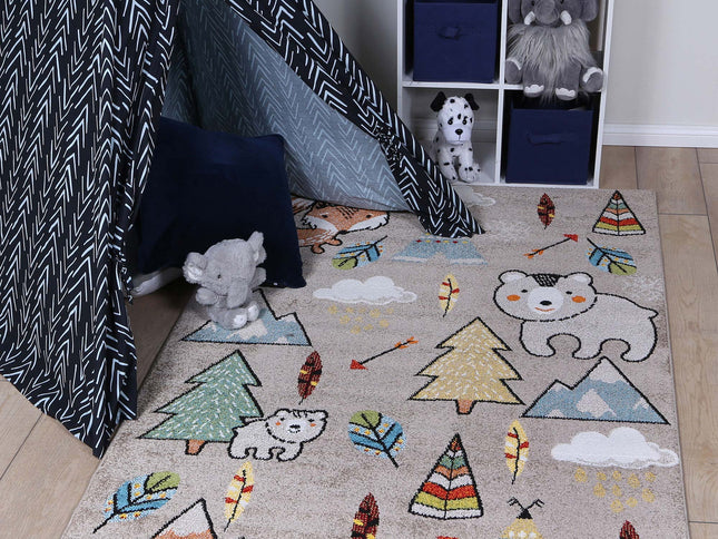 Happy Feet Mini Mountaineers Grey Kids Rug