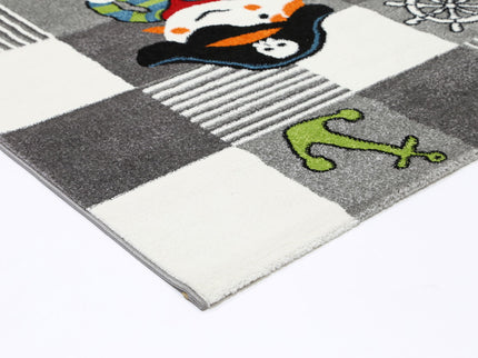 Happy Feet Pirate Party Grey Kids Rug