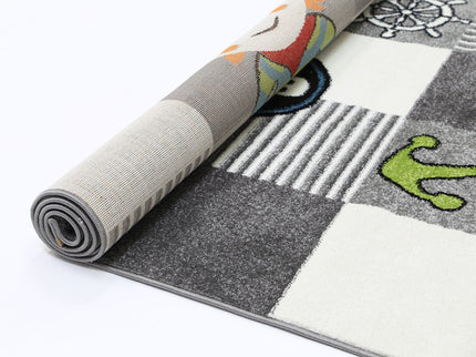 Happy Feet Pirate Party Grey Kids Rug