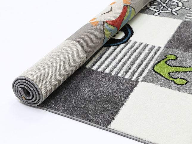 Happy Feet Pirate Party Grey Kids Rug