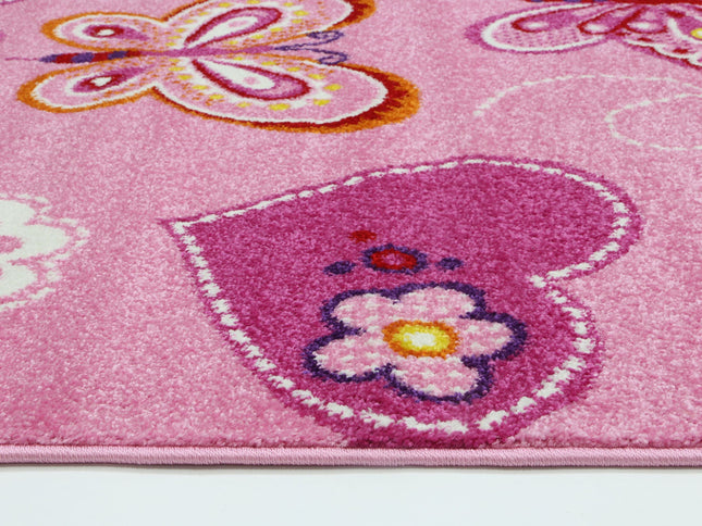 Happy Feet Beautiful Butterflies Pink Kids Rug