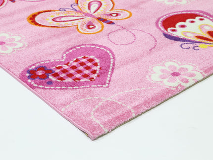 Happy Feet Beautiful Butterflies Pink Kids Rug