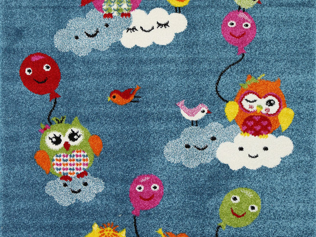 Happy Feet Baby Birds Blue Kids Rug