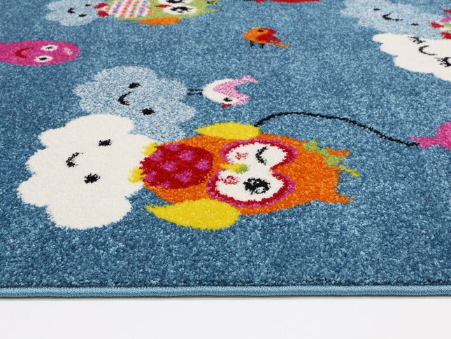 Happy Feet Baby Birds Blue Kids Rug