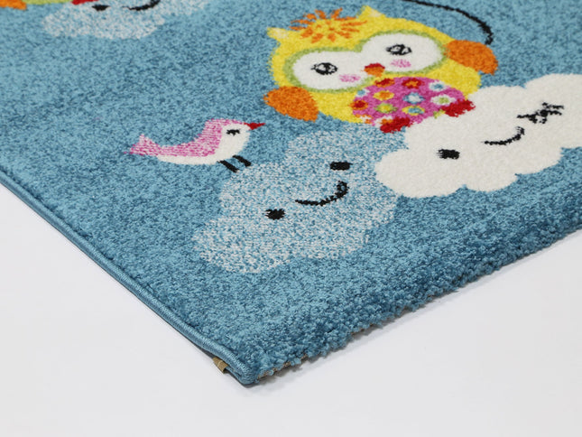 Happy Feet Baby Birds Blue Kids Rug
