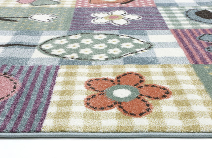 Happy Feet Cross-Stitch Cottage Multi Kids Rug