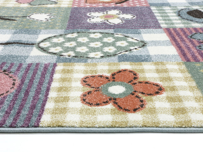 Happy Feet Cross-Stitch Cottage Multi Kids Rug