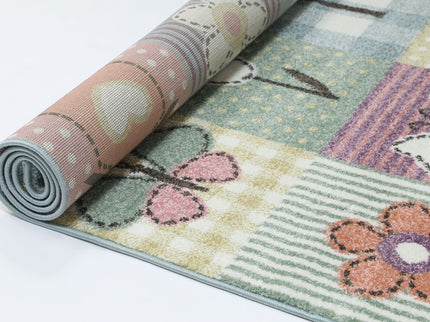 Happy Feet Cross-Stitch Cottage Multi Kids Rug