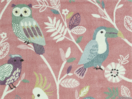 Happy Feet Bright Birds Pink Kids Rug