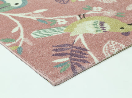 Happy Feet Bright Birds Pink Kids Rug