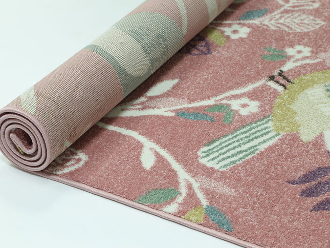 Happy Feet Bright Birds Pink Kids Rug