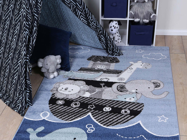 Happy Feet Critter Cruise Blue Kids Rug