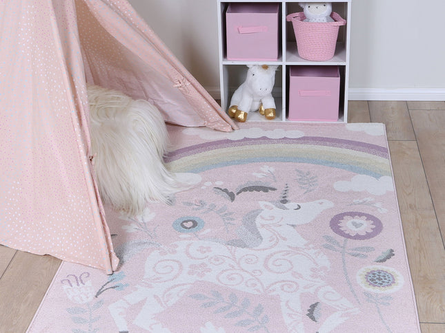Happy Feet Kids Unicorn Rug Pink