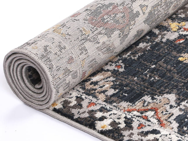 Havana Miramar Contemporary Charcoal & Blue Rug