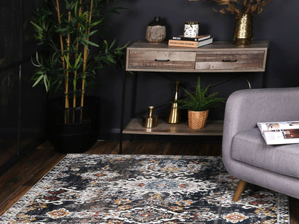 Havana Miramar Contemporary Charcoal & Blue Rug
